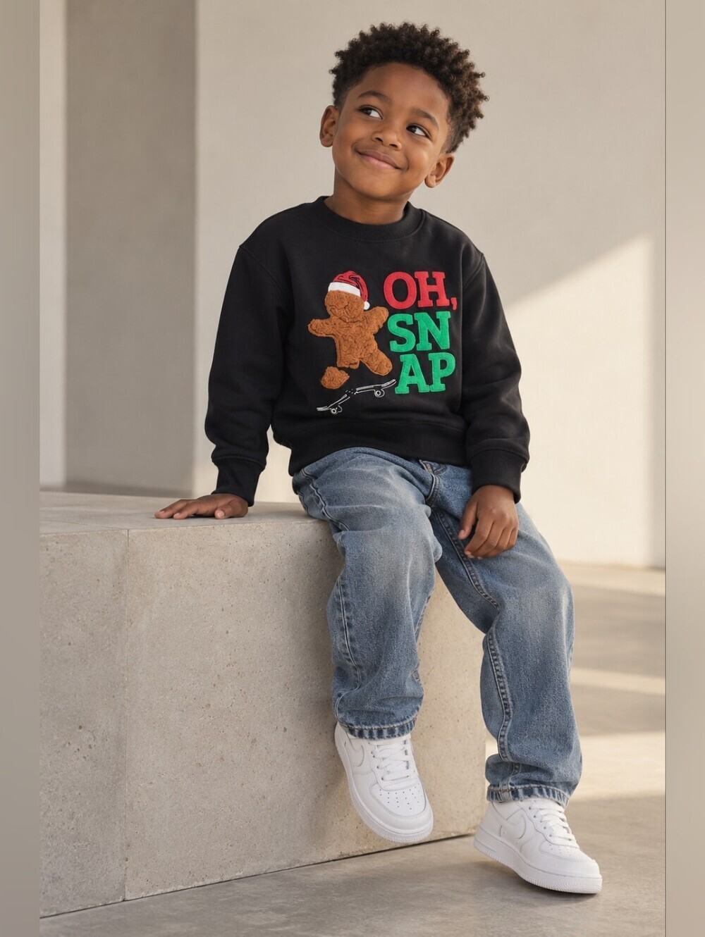 George Boys Christmas Gingerbread Skateboard Sweatshirt Black Size 6